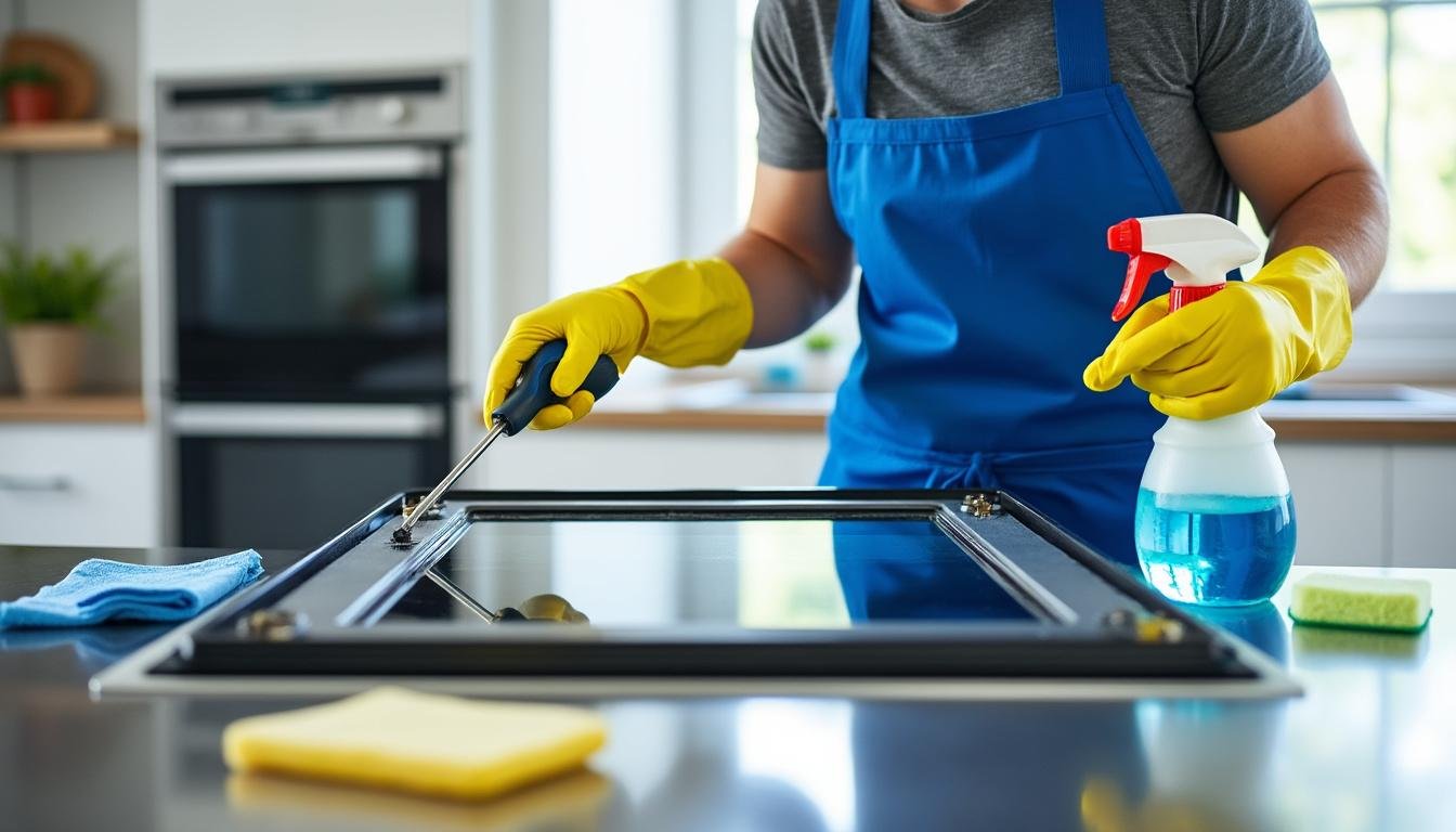 découvrez comment nettoyer facilement l'espace entre les deux vitres de la porte de votre four pour retrouver une surface impeccable et transparente.